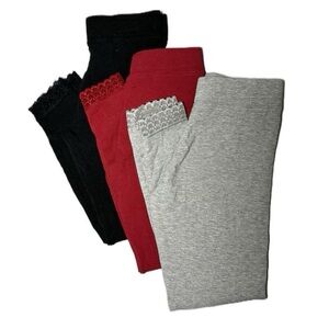 Lucky & me 3‎ pack Stylish Kids Leggings Trio Black Red and Gray child size 6